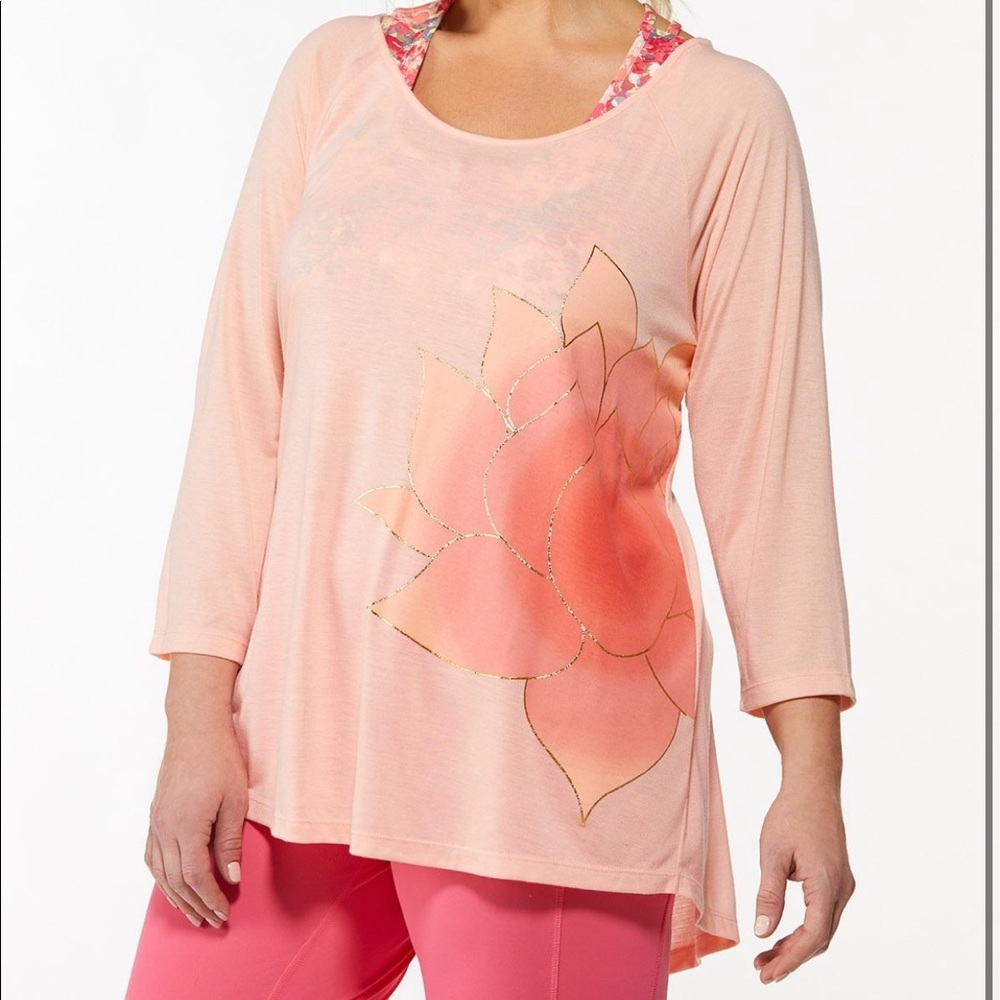 Plus Size Lotus Flower Active Top
